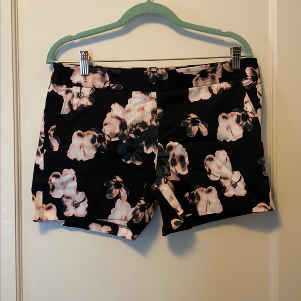 Black flower dress shorts